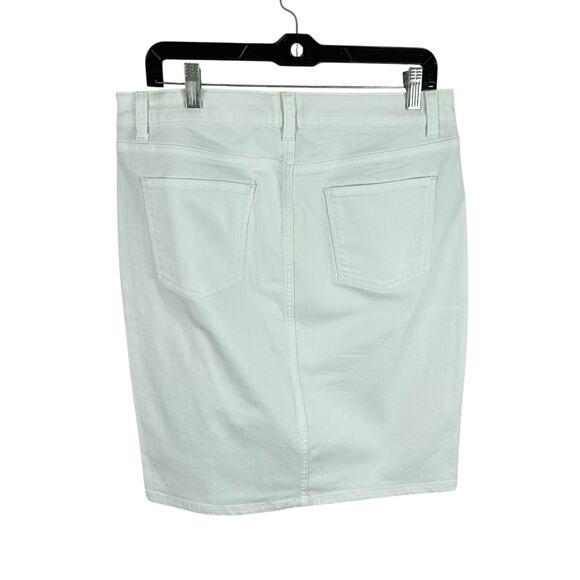 Talbots Classic Cotton White Mid Rise Knee Length Jean Skirt Stretch Pockets 10 - Picture 4 of 7